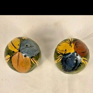 Vintage Hand-Painted Mexico Pottery Salt & Pepper Shakers (Set of 2) – Egg Shape